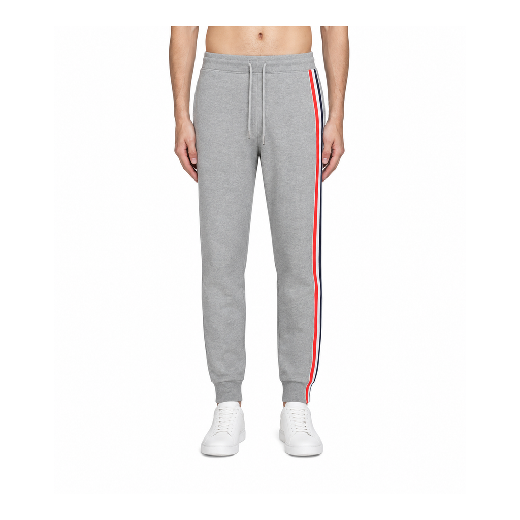Thom Browne Style Men's Cotton Sweatpants - Signature Four-Bar Detail