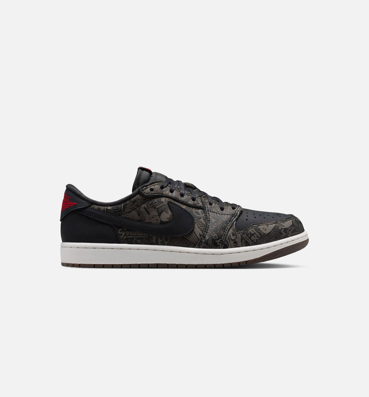 Air Jordan 1 Retro Low OG Laser Black And Varsity Red Men's Sneakers - Black / Red / White