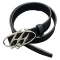 Cleanfit Leather Belt Futuristic Lightning Metal Buckle Waist Belt