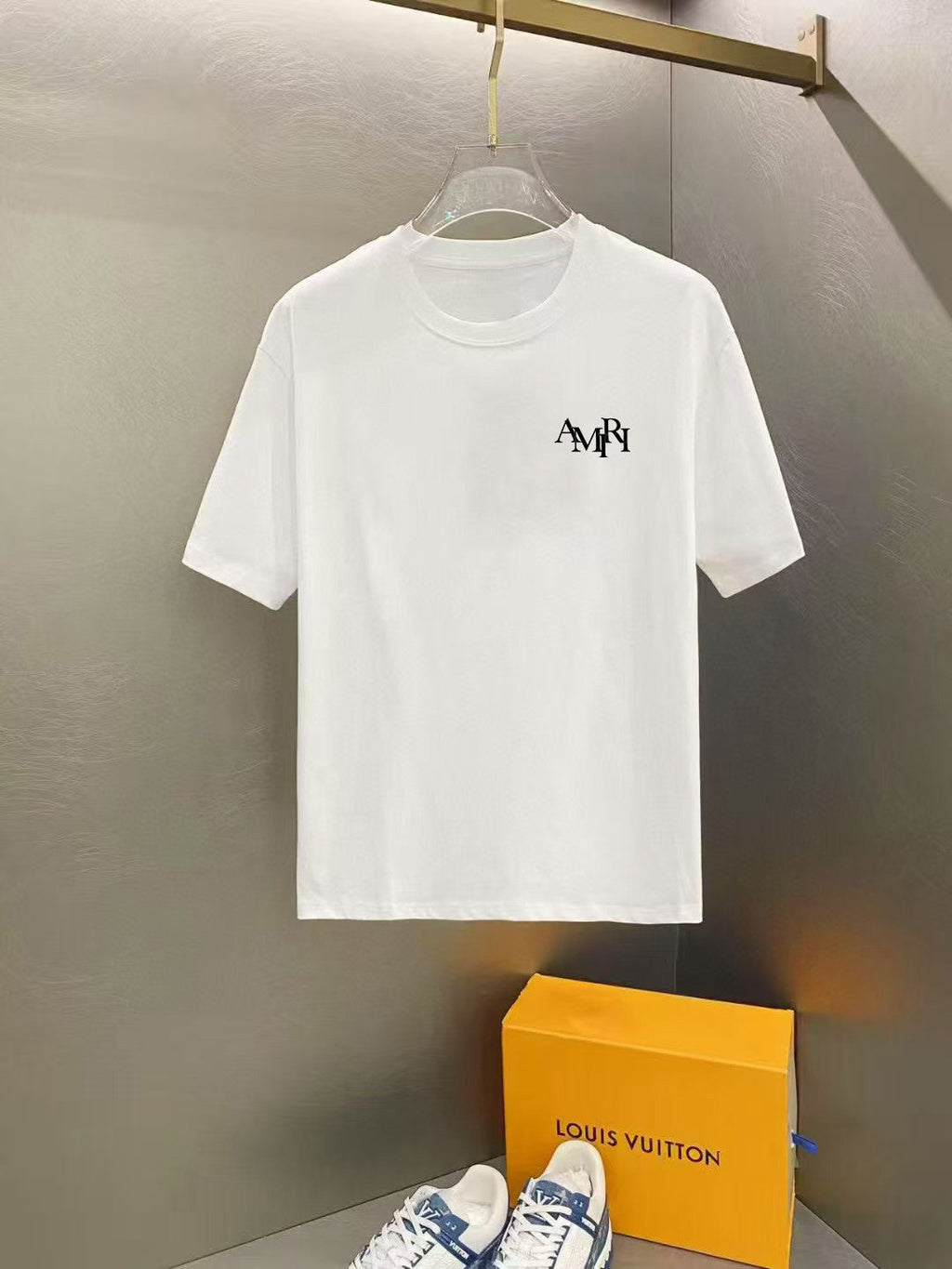 Amiri Interlocking Monogram Chest Graphic Crew‑Neck Short‑Sleeve T‑Shirt