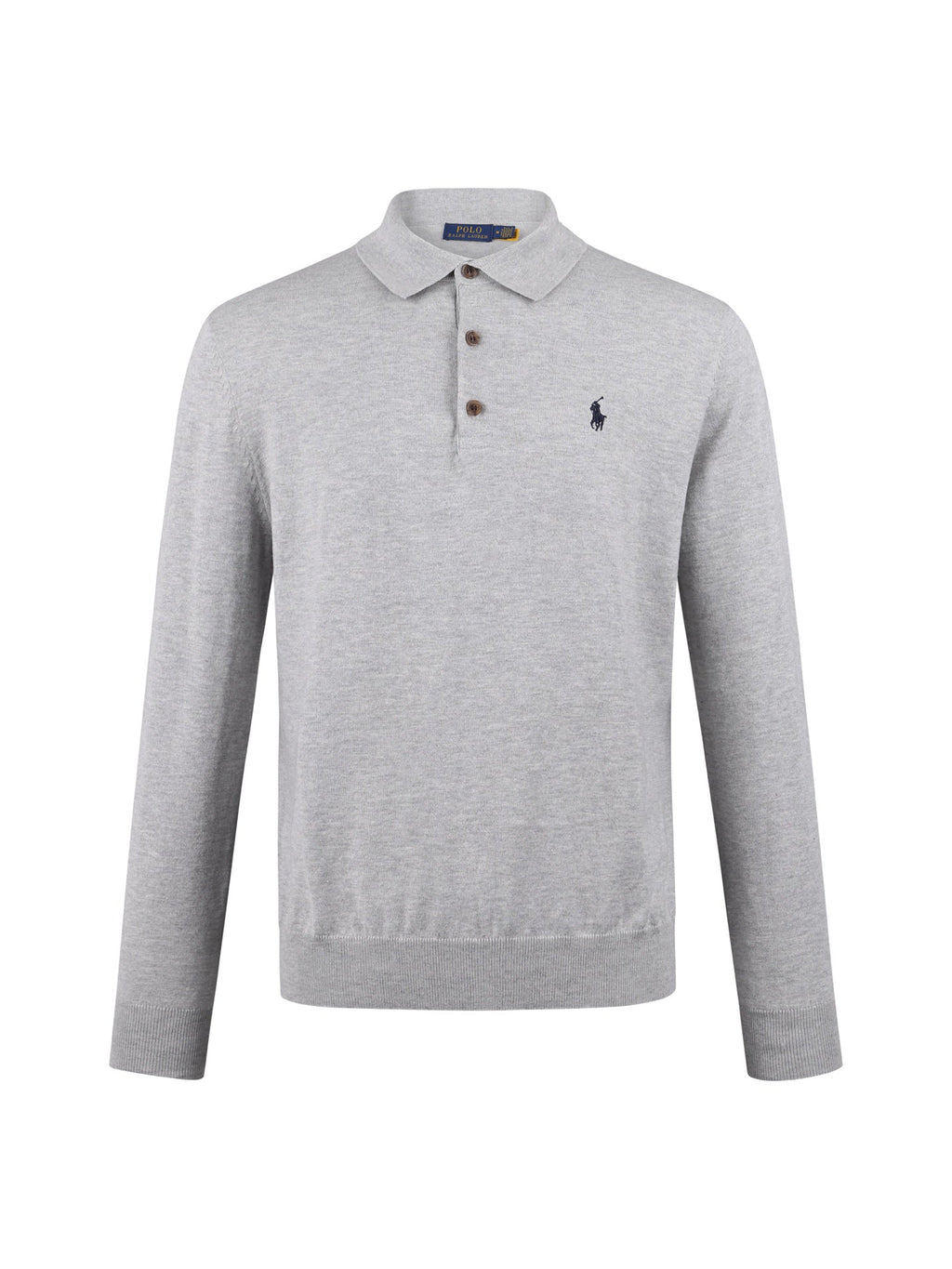 Polo Ralph Lauren Men’s Long‑Sleeve Knit Polo Sweater With Navy Pony Embroidery