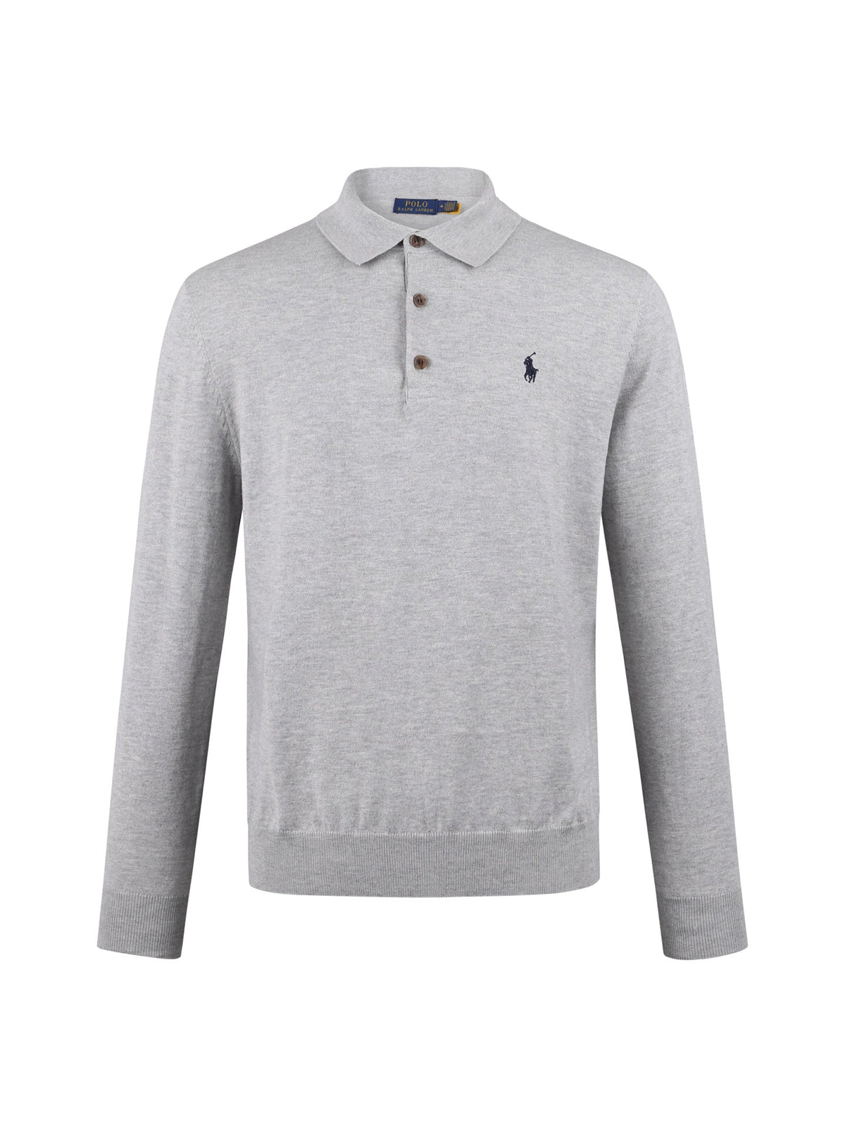 Polo Ralph Lauren Men’s Long‑Sleeve Knit Polo Sweater With Navy Pony Embroidery