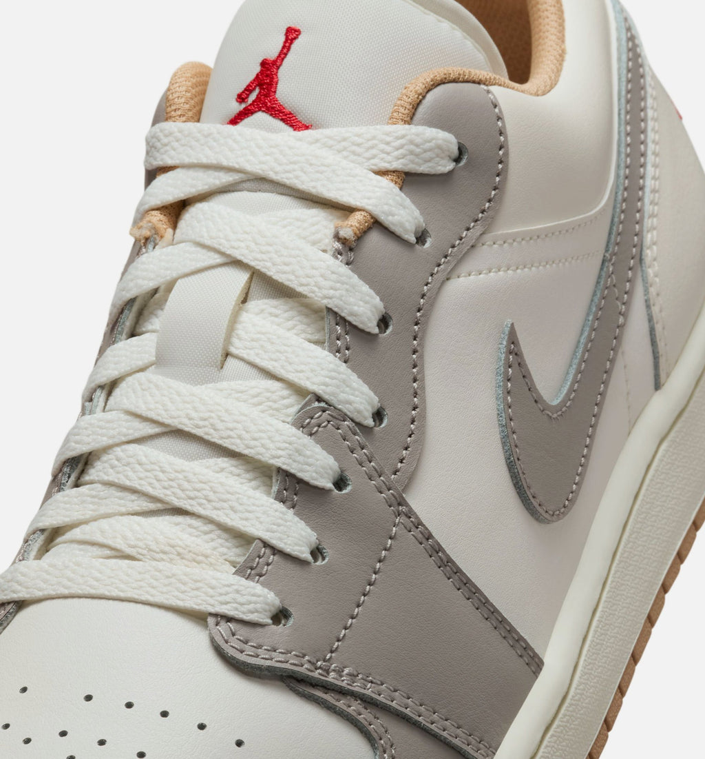 Air Jordan 1 Low Men's Sneakers - Sail / Fire Red / College Grey / Straw