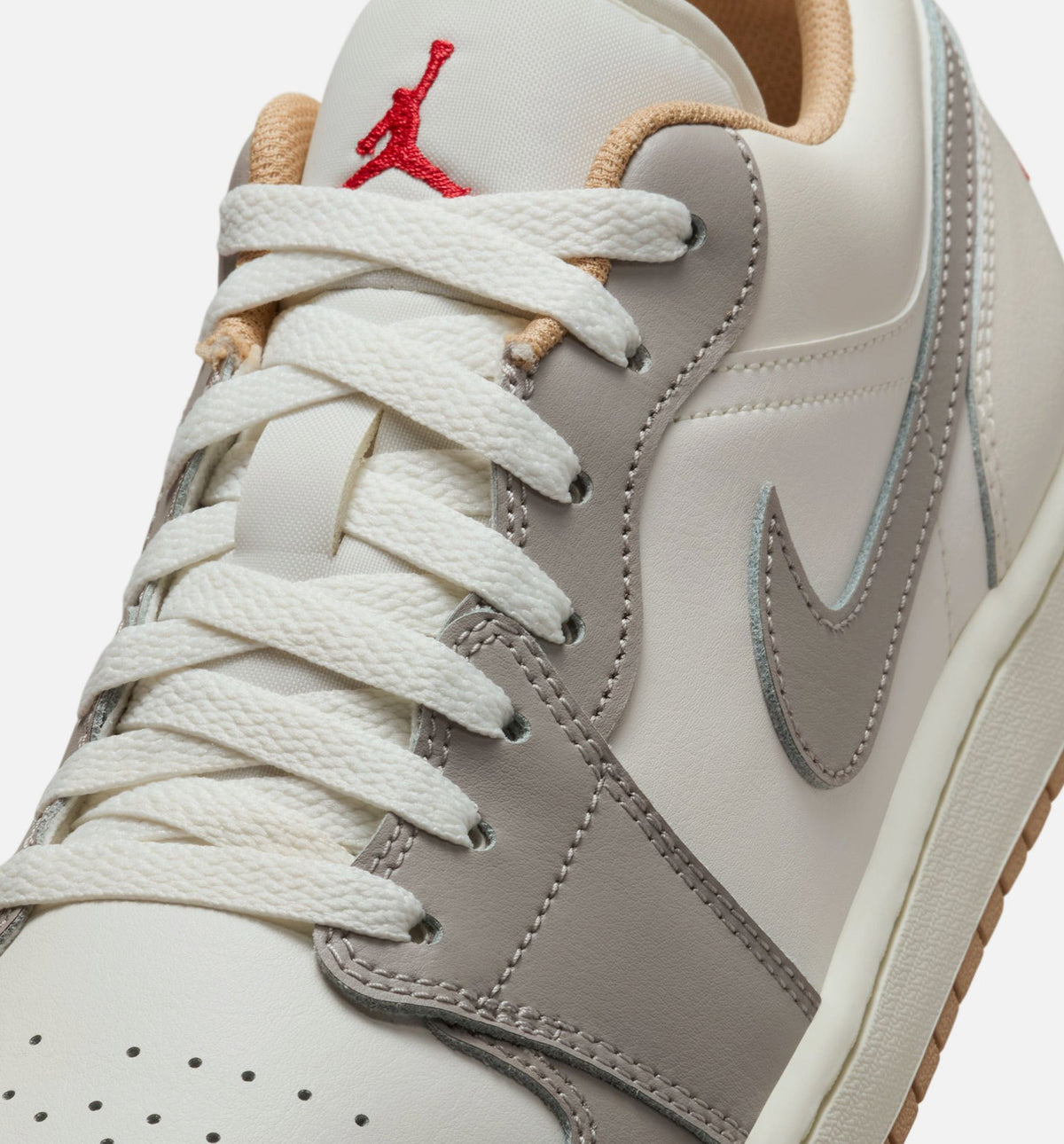 Air Jordan 1 Low Men's Sneakers - Sail / Fire Red / College Grey / Straw