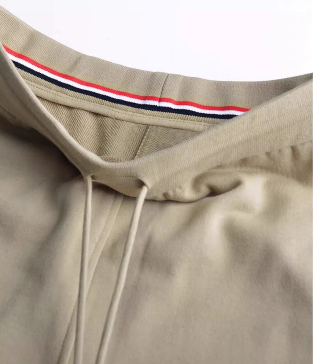 Thom Browne Style Men's Casual Sweatpants - Cotton Signature Four-Bar Detail