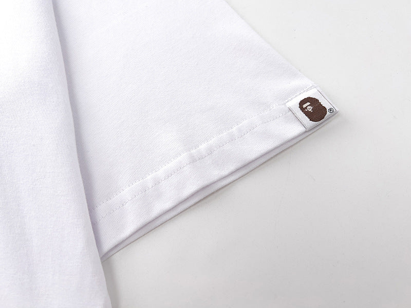 BAPE Blue Plaid Side Ape Head Men's T-Shirt - White