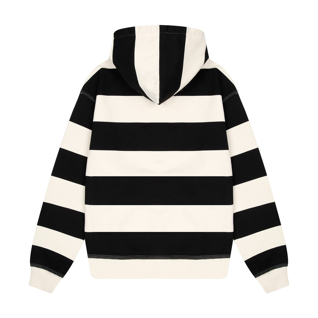 "on air" ecru-navy striped Hoodie