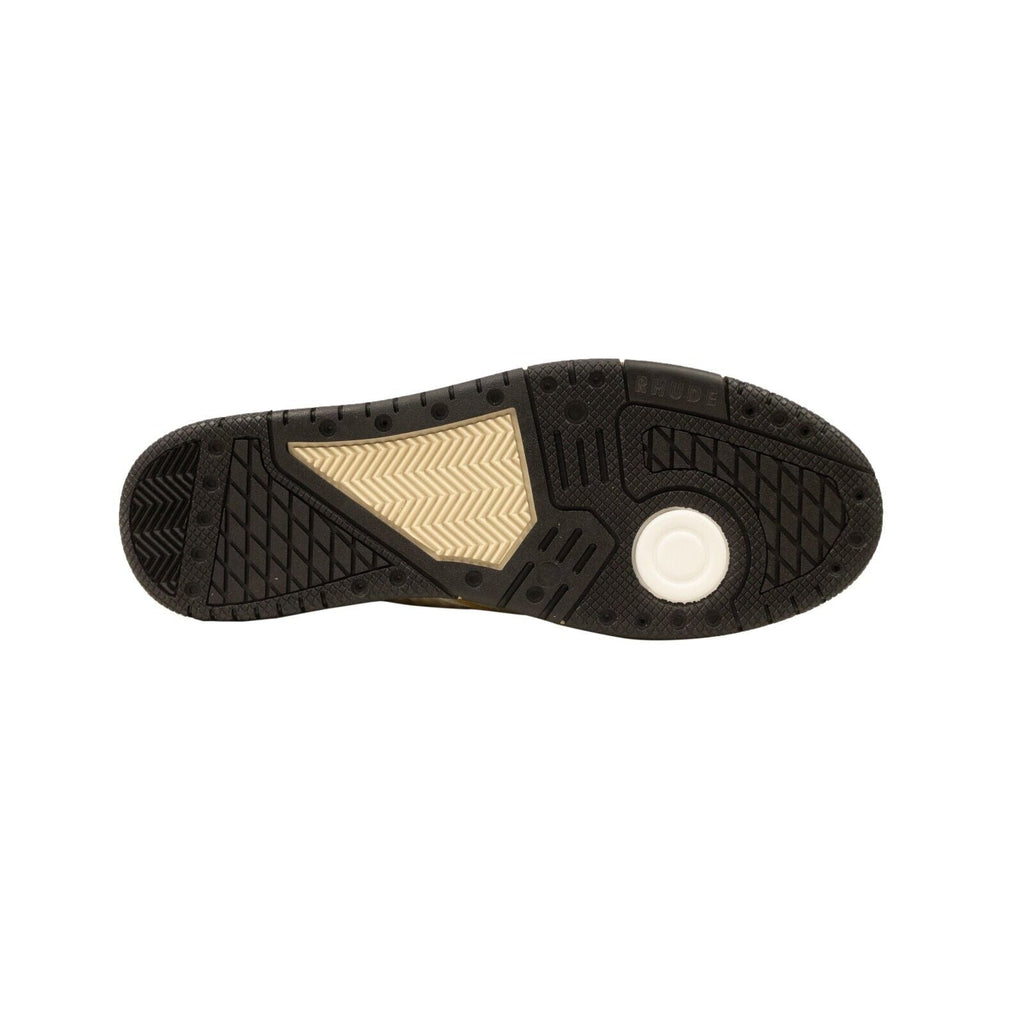 White & Mustard Leather Racing Sneakers
