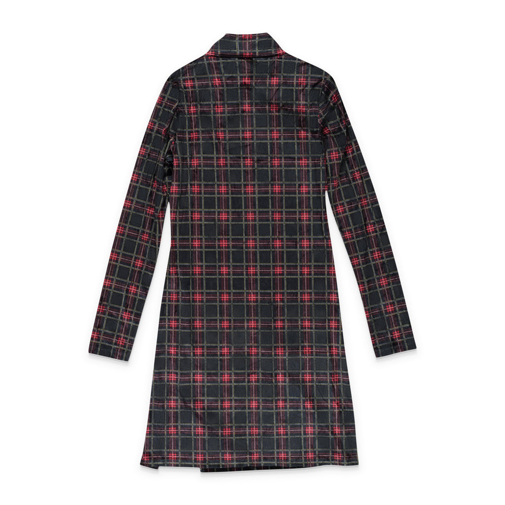 STRETCH PLAID NAVY MINI DRESS