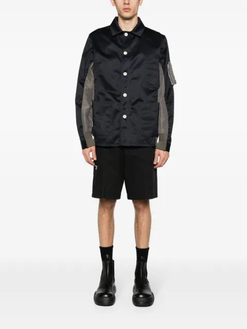 sacai spread-collar panelled shirt jacket
