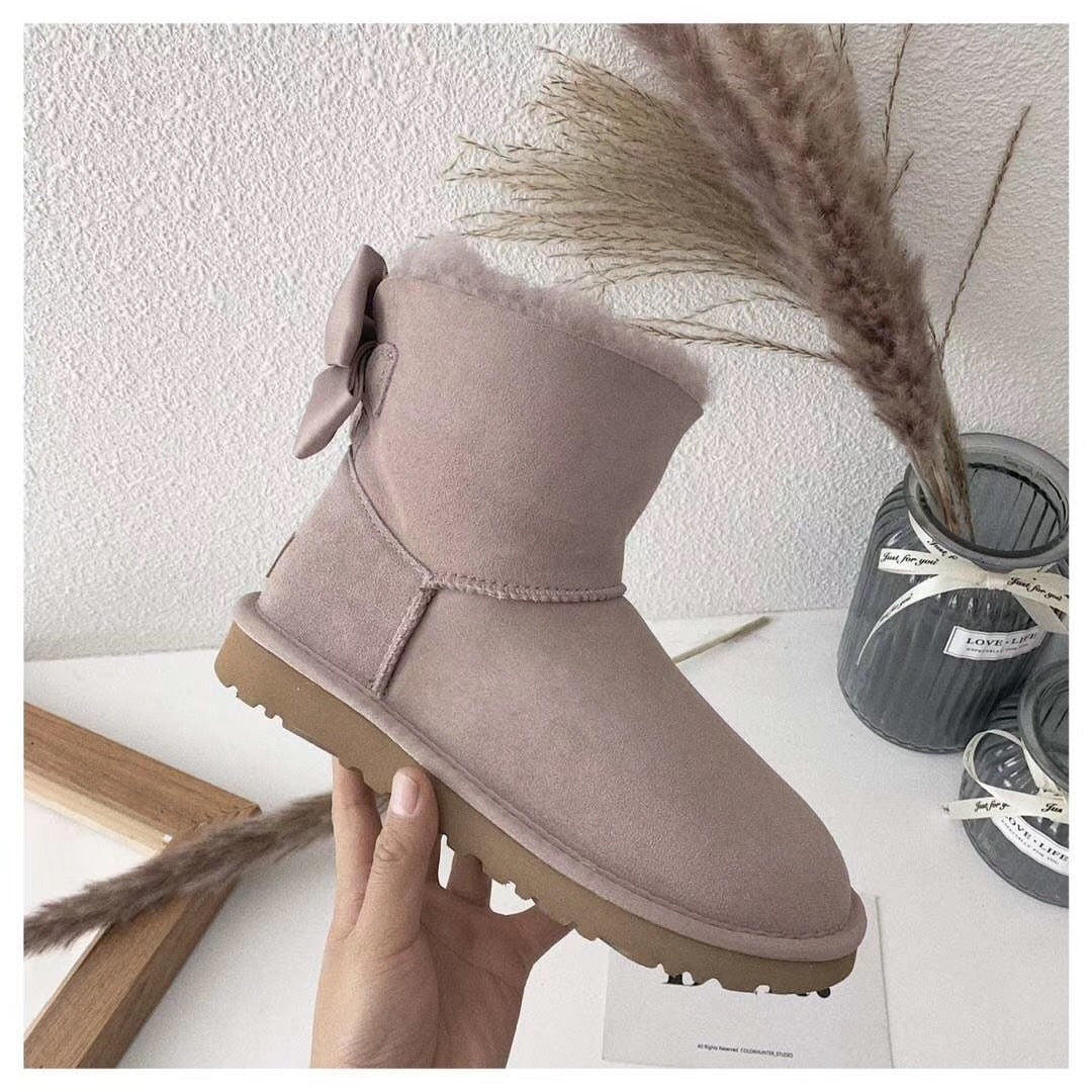 Dusty Pink Elegant Bow Detail Ankle Boots — New Arrival | In Stock