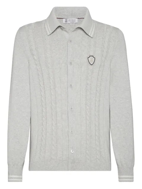Brunello Cucinelli cotton cable-knit shirt with logo