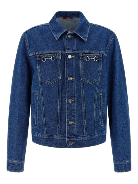 Gucci contrast-stitching horsebit denim jacket