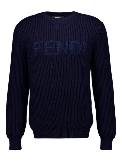FENDI embroidered-logo long-sleeved sweater