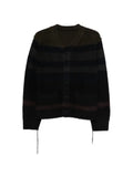 sacai striped distressed-effect cardigan