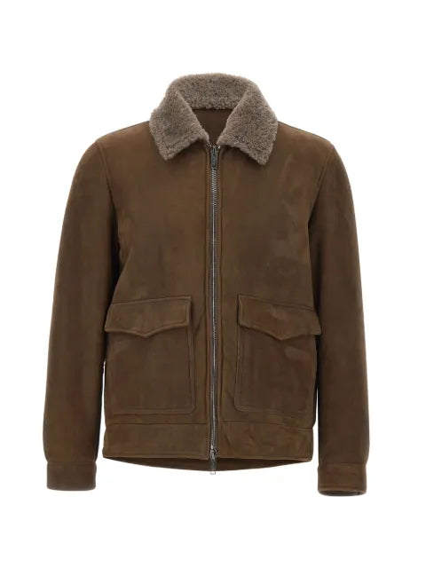 VOLFAGLI Brunelleschi shearling-collar suede jacket