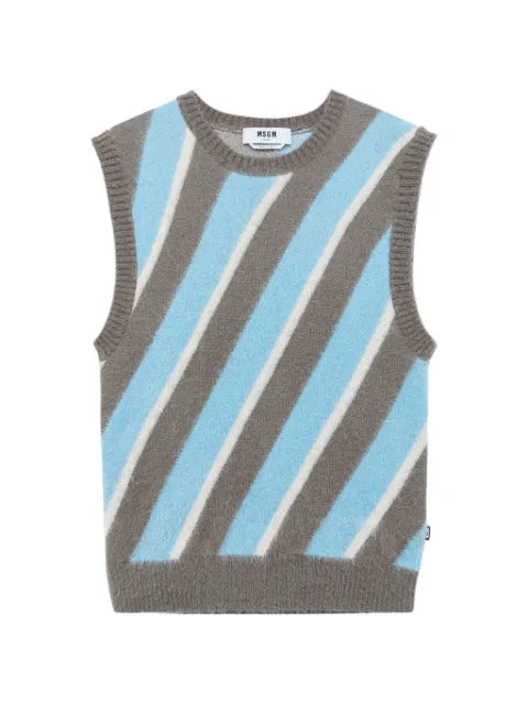 MSGM diagonal-stripe sleeveless sweater