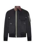 sacai leather-trimmed utility bomber jacket