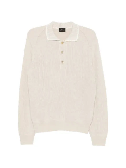 Brioni button-up collar sweater