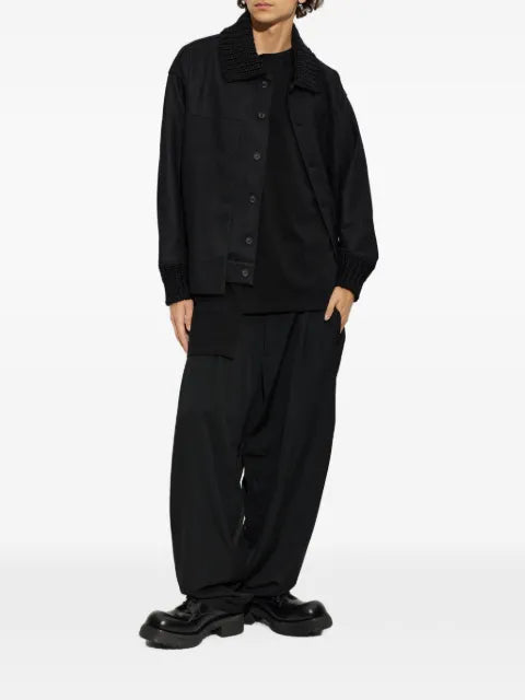 Yohji Yamamoto knit-trim wool jacket