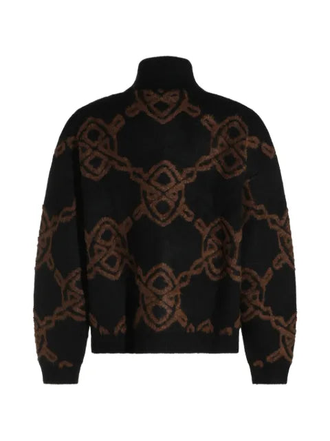 Daily Paper Black Shield monogram-pattern zip-up sweater