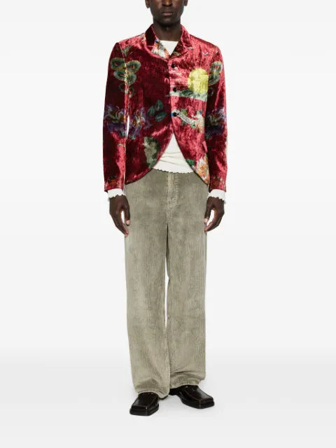 Yohji Yamamoto tattoo-print velvet blazer