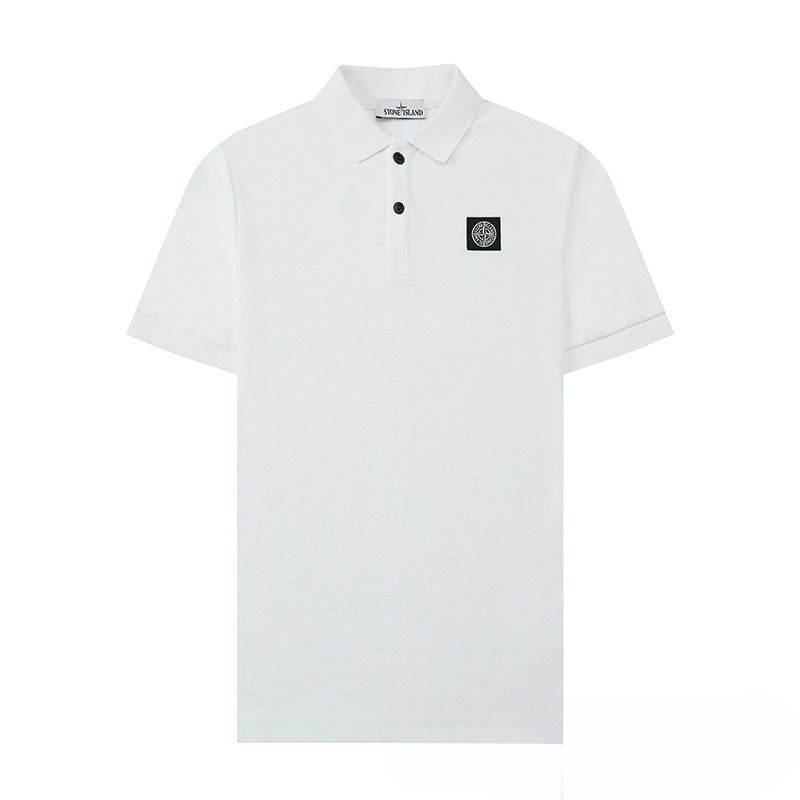 Stone Island Compass Patch Short‑Sleeve Polo Knit Streetwear Top