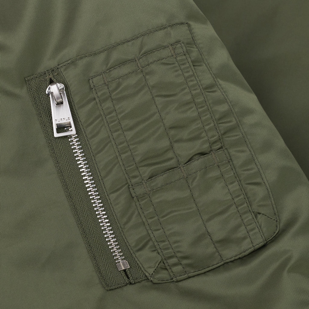 Green Wordmark Satin Front Zip Bomber