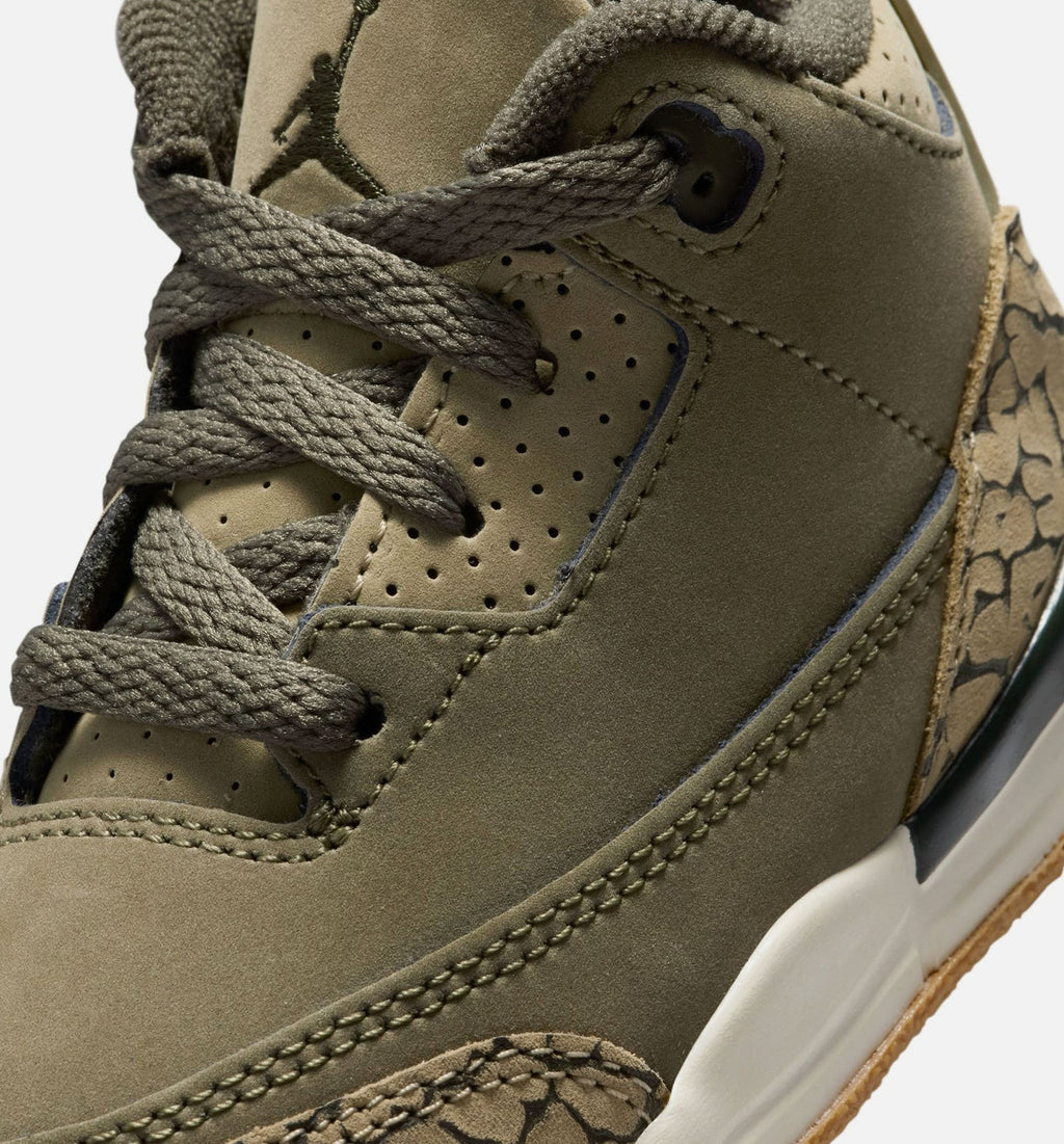 Air Jordan 3 Retro Medium Olive Baby & Toddler Sneakers - Medium Olive / Light Olive / Sail