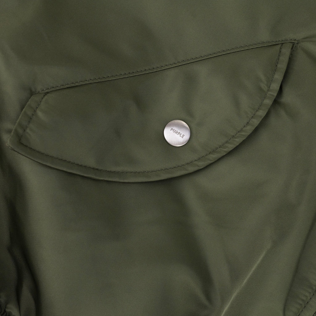 Green Wordmark Satin Front Zip Bomber