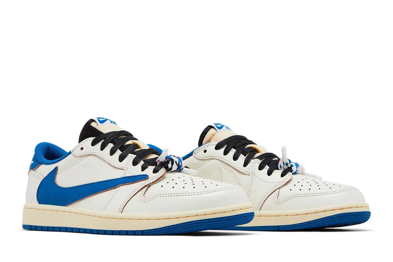 Fragment Design x Travis Scott x Air Jordan 1 Low OG SP 'Sail & Military Blue' Men's & Women's Sneakers