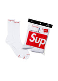 Supreme x Hanes Crew Socks (2 pack ) White