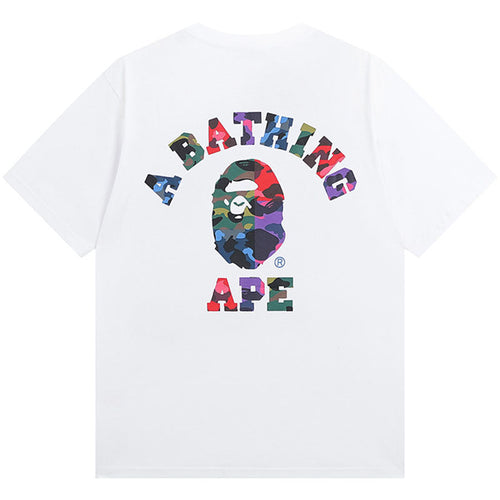 BAPE Multicolor Camo College Back Print Men's T-Shirt - White
