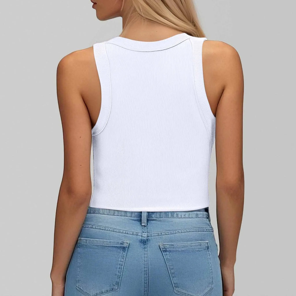 Round Neck Built-in Bra Tank Top