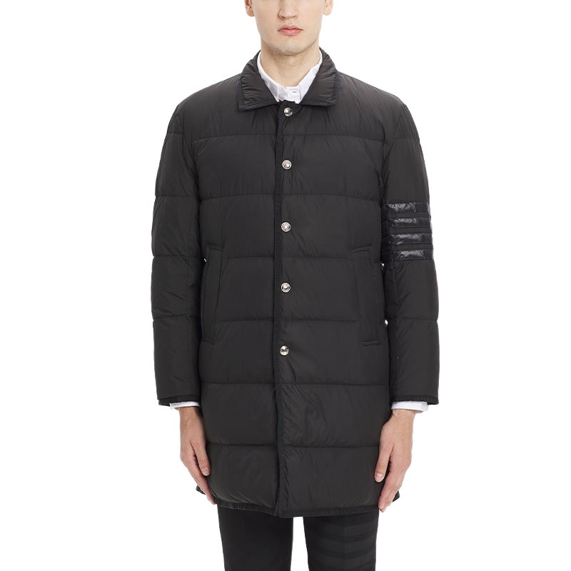 Classic 4-Strip Lapel Midi Down Jacket