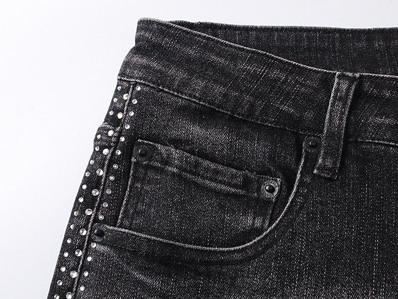 Purple Brand Studded Side-Trim Washed Jeans