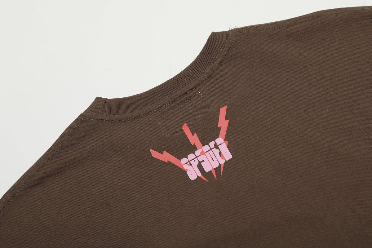 Sp5der Brown Spiderweb Star Graphic T-Shirt