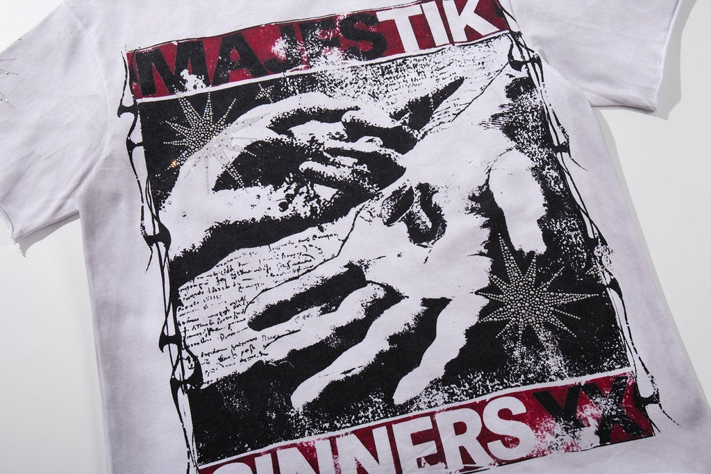 MAJESTIK Rhinestone Graphic Short-Sleeve T-Shirt