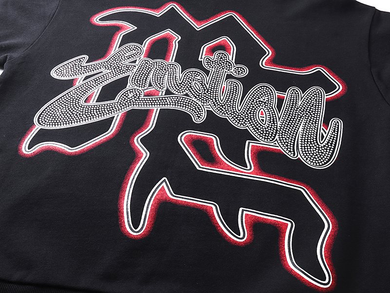 Mixed Emotion Black Zip-Up Graphic Hoodie