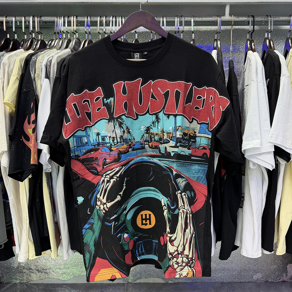 Life Hustlere Motorcycle Graphic Short-Sleeve T-Shirt