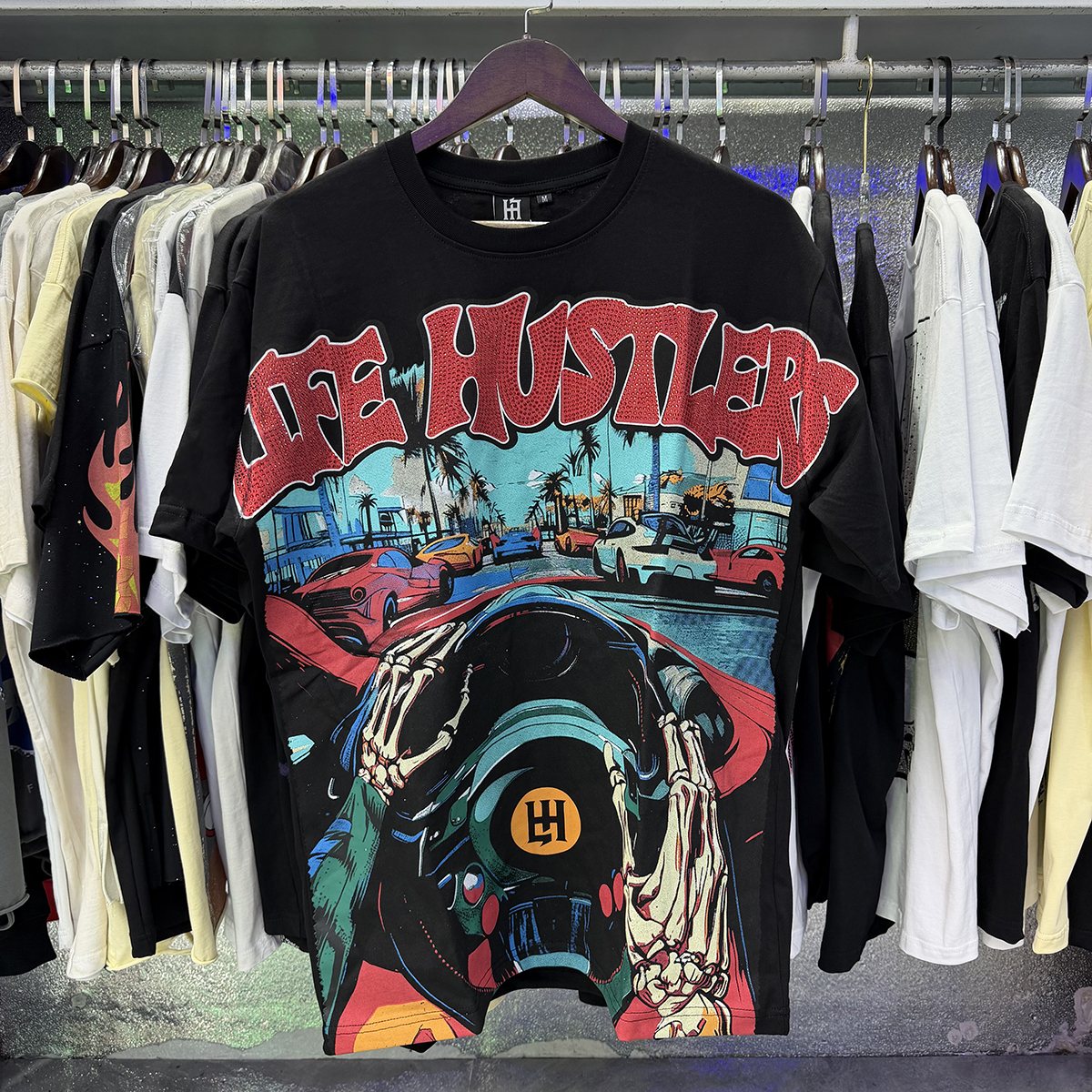 Life Hustlere Motorcycle Graphic Short-Sleeve T-Shirt