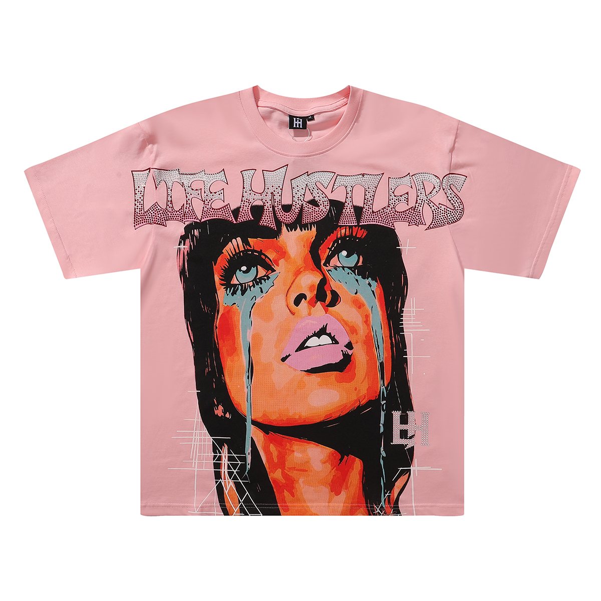 Life Hustlere Crying Woman Rhinestone Graphic T-Shirt