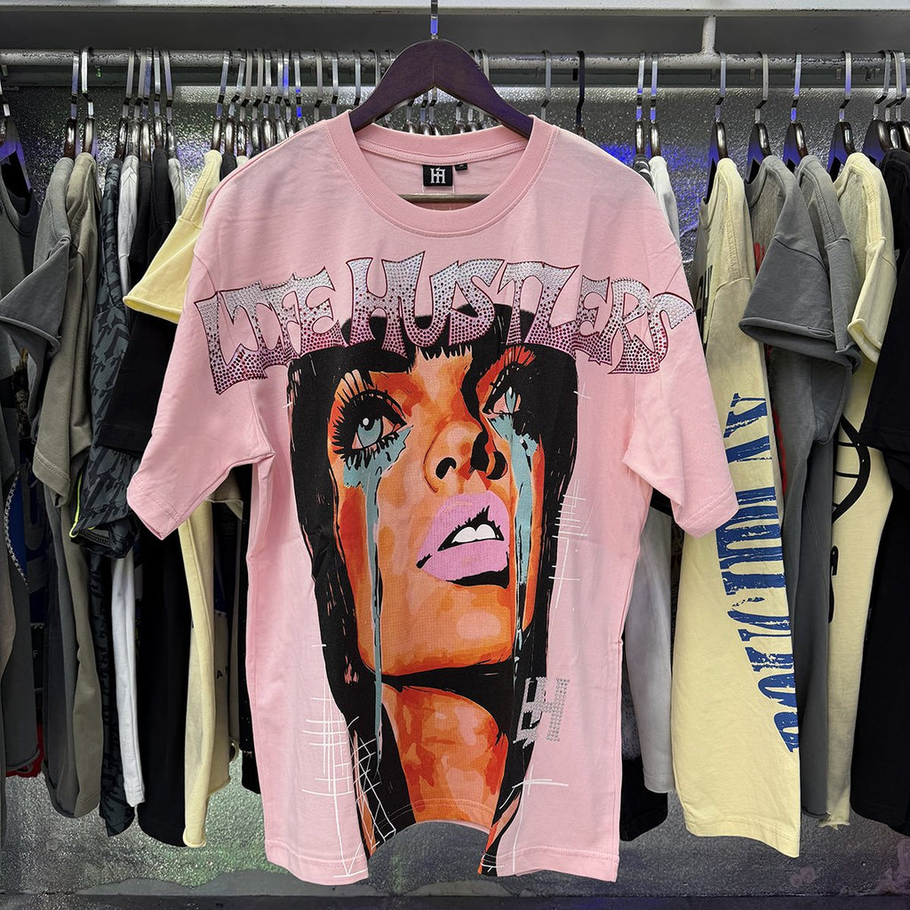 Life Hustlere Crying Woman Rhinestone Graphic T-Shirt