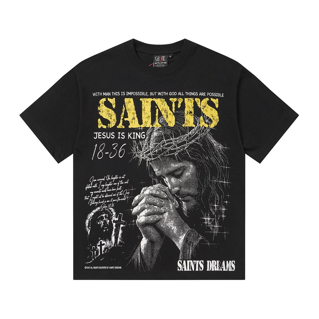 SAINT Religious Graphic Short-Sleeve T-Shirt
