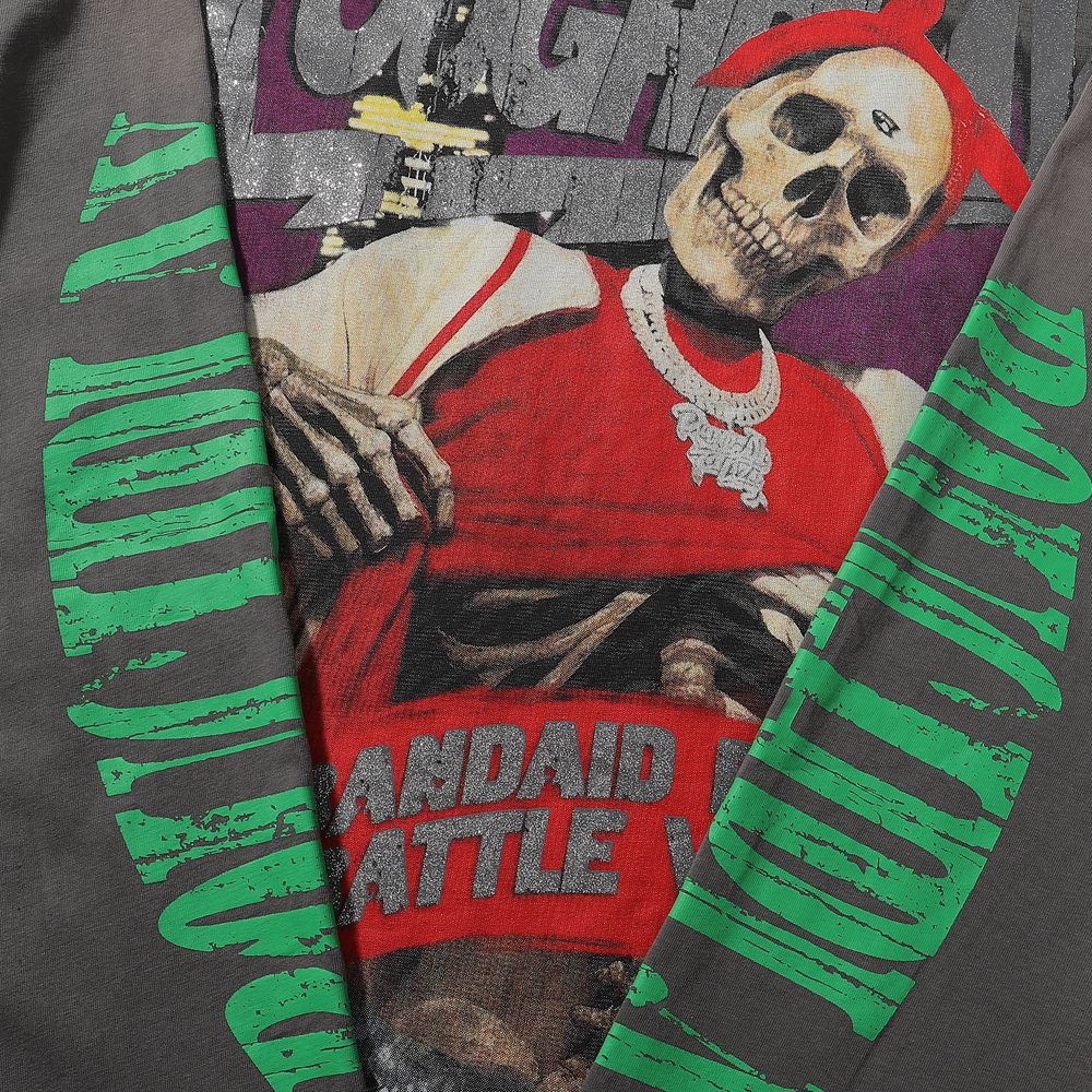 Rough Play Thug Life Skeleton Graphic Long-Sleeve T-Shirt