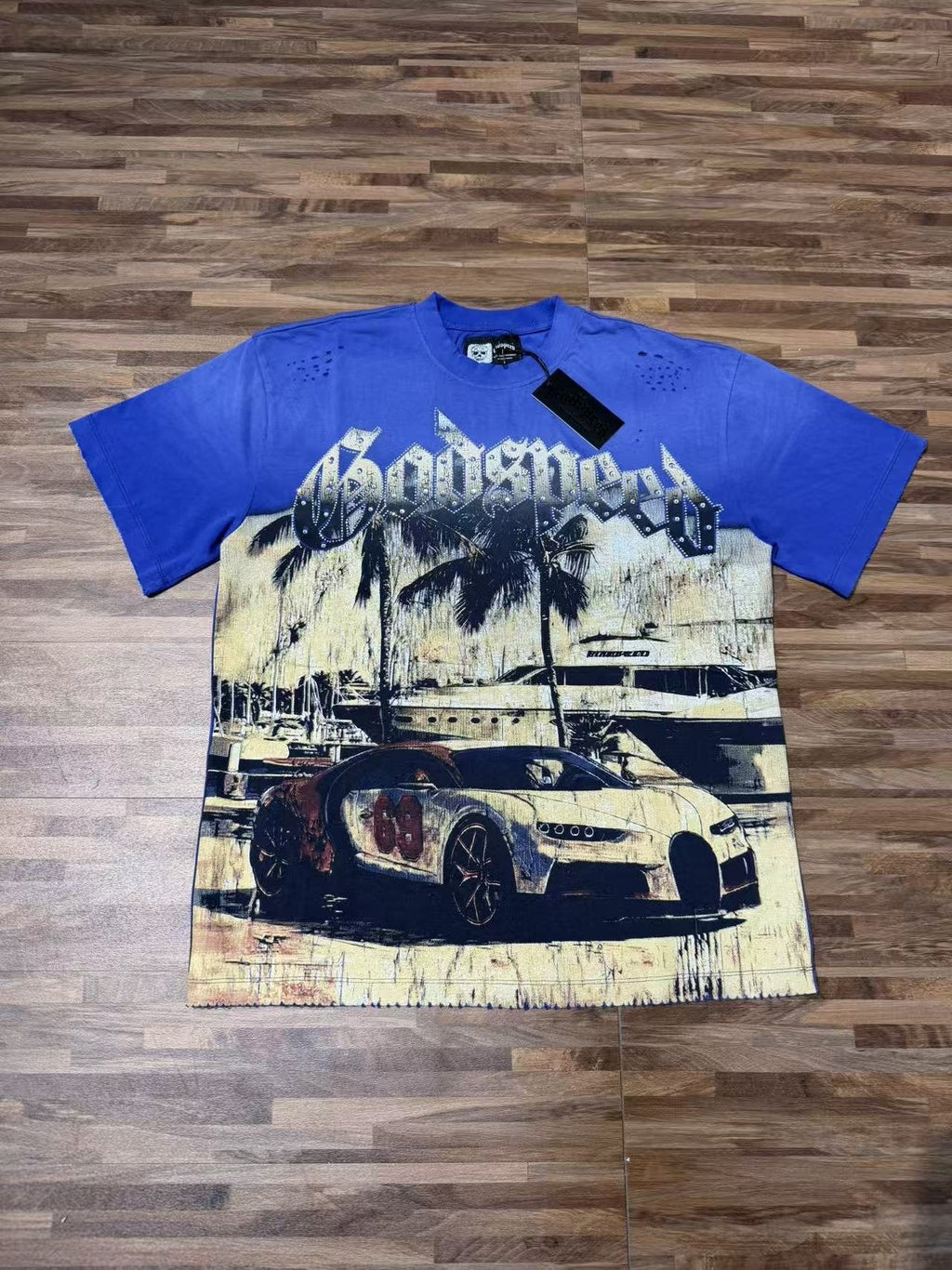 Godspeed Rhinestone Car Graphic T-Shirt