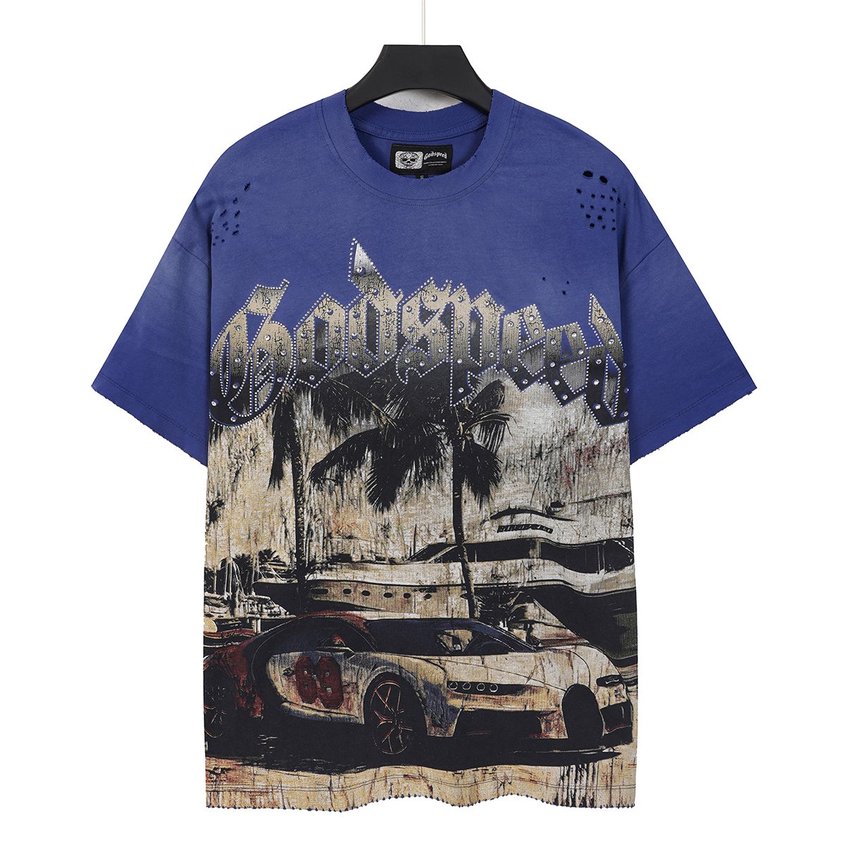Godspeed Rhinestone Car Graphic T-Shirt