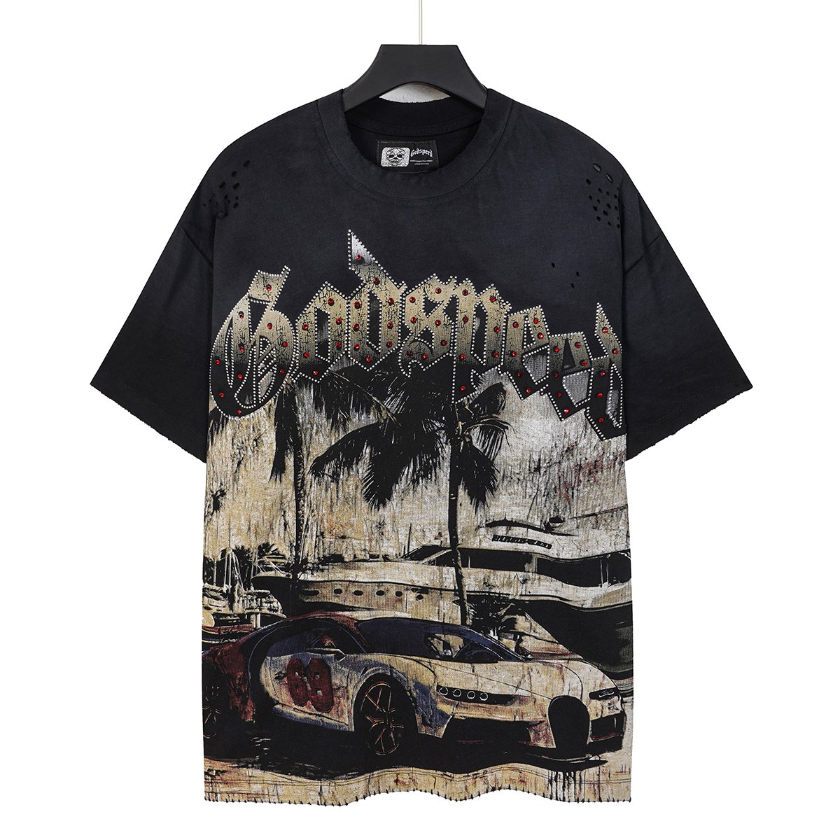 Godspeed Rhinestone Car Graphic T-Shirt