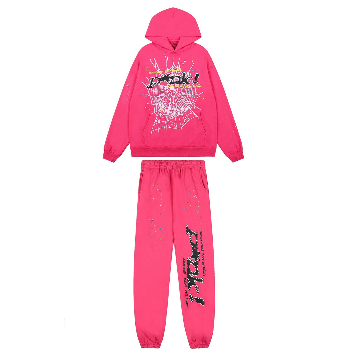 Sp5der Pink Spiderweb Hoodie & Jogger Matching Set
