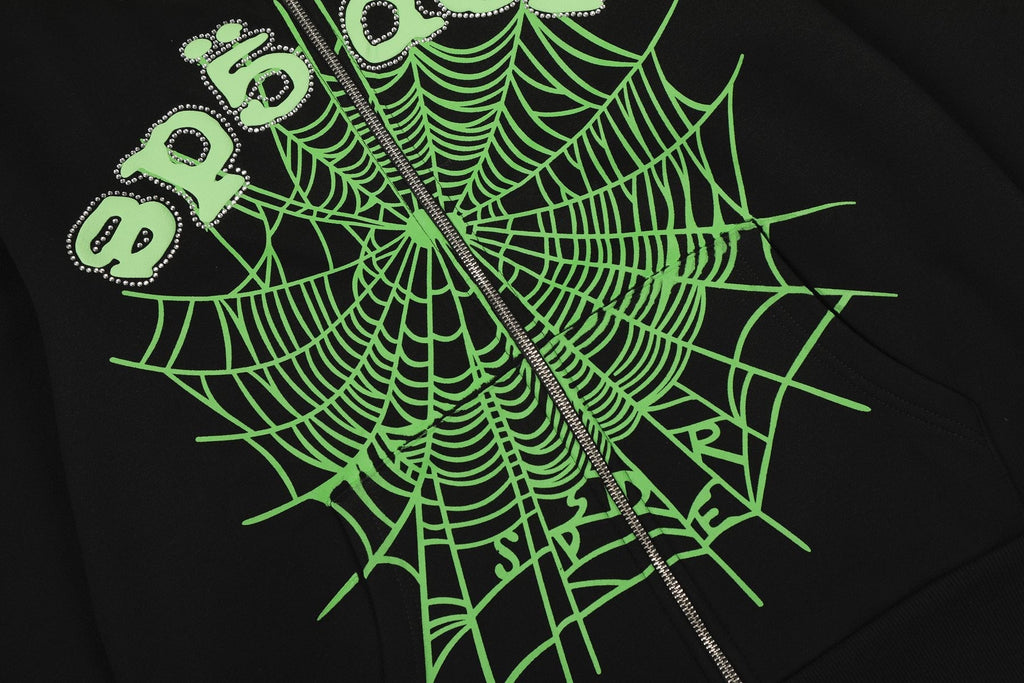 Sp5der Black Spiderweb Zip Hoodie